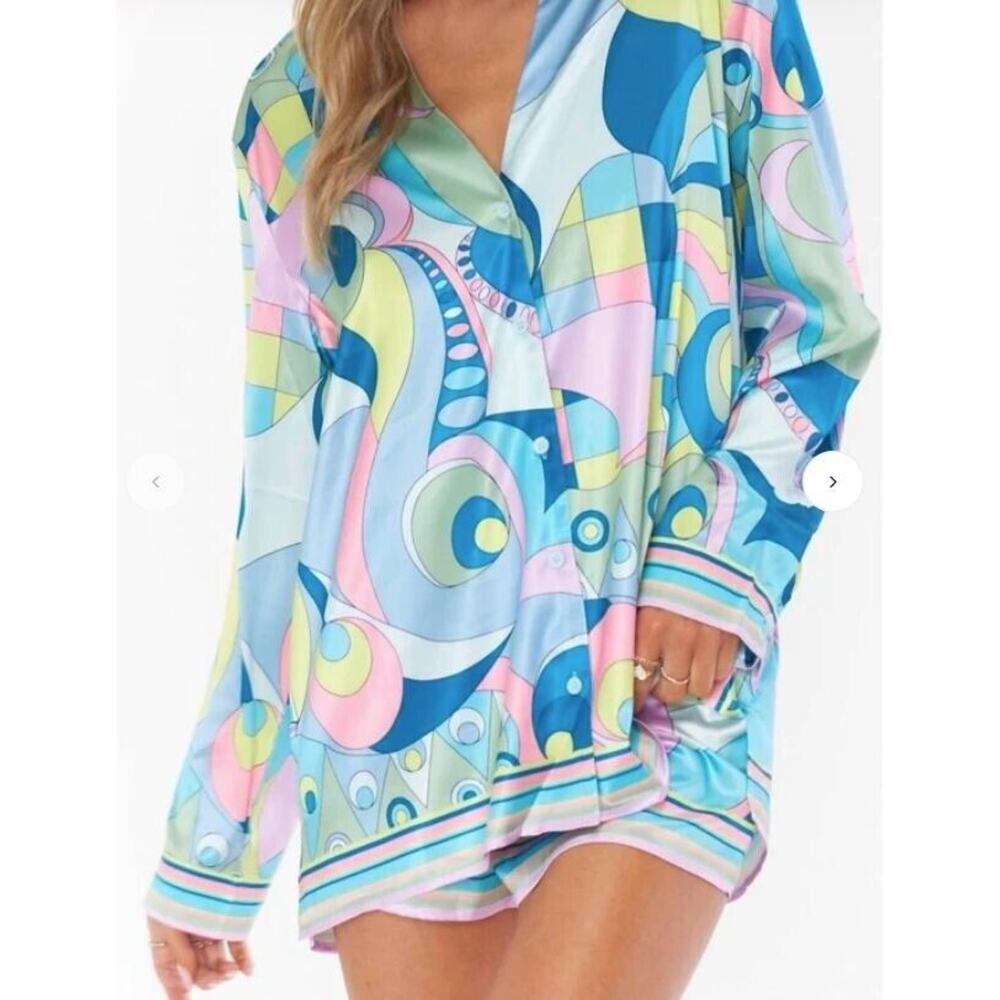 Show Me Your Mumu Pajama Set Early Riser Womens Small Go Go Retro Geometric
